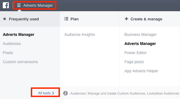 Перейдите на панель управления аудиториями в вашем Facebook Ads Manager.