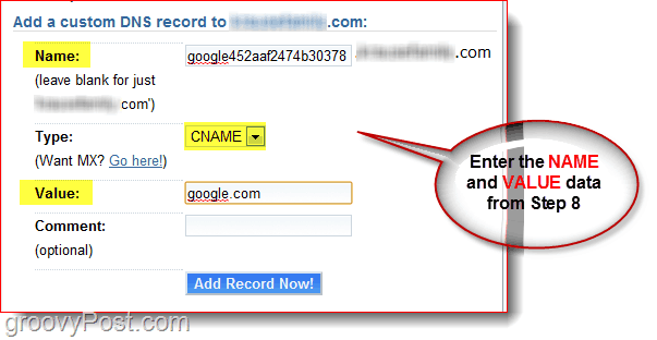 Управляйте своим доменом DNS на Dreamhost.com CNAME