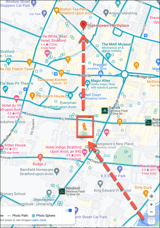 значок просмотра улиц на картах Google