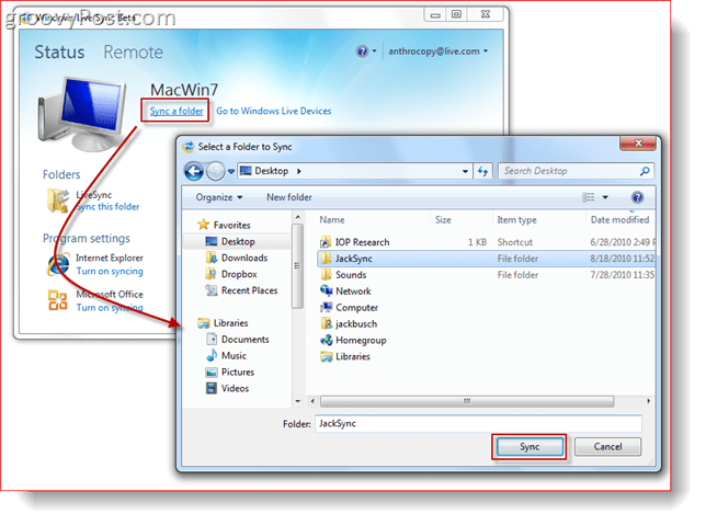 Синхронизация папки с Windows Live Sync Beta