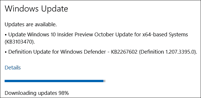 Октябрьское обновление (KB3103470) для Windows 10 Insider Preview