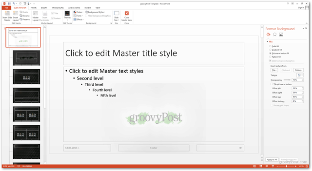 Шаблон Office 2013 Создание Создание индивидуального дизайна Учебник по настройке слайдов POTX Как сделать фон различным