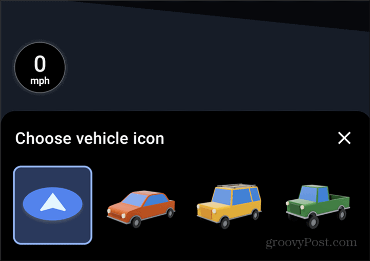Выбор символа автомобиля Google Maps