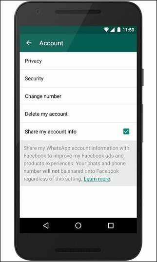 Запрет WhatsApp от обмена контактными данными с Facebook