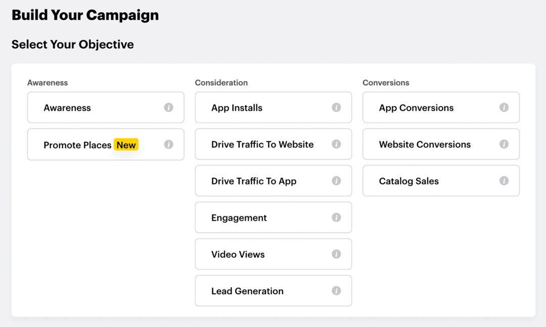 выберите цель для кампании Snapchat Instant Create