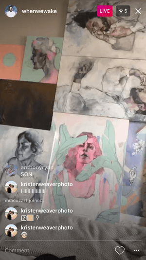Профиль художника whenwewake использовал Instagram в прямом эфире, чтобы взглянуть на некоторые из его новых картин.