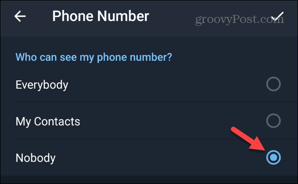 Никто не может видеть мой номер телефона в Telegram на Android
