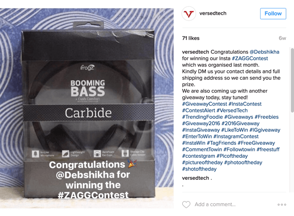 Обязательно объявите победителя конкурса селфи в Instagram.