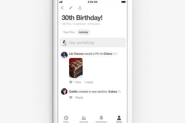 Pinterest добавляет новые инструменты для совместной работы, которые упрощают управление и общение на общих групповых досках.