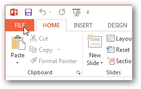 кнопка файла Office 2013