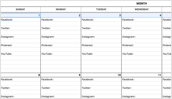 шаблон календаря в социальных сетях