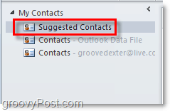 Предлагаемые контакты в Outlook 2010