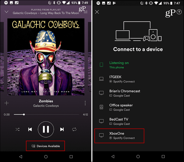Android-устройство Spotify Connect