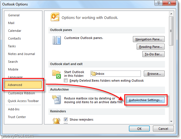 Инструкции по настройке и управлению автоархивацией в Outlook 2010