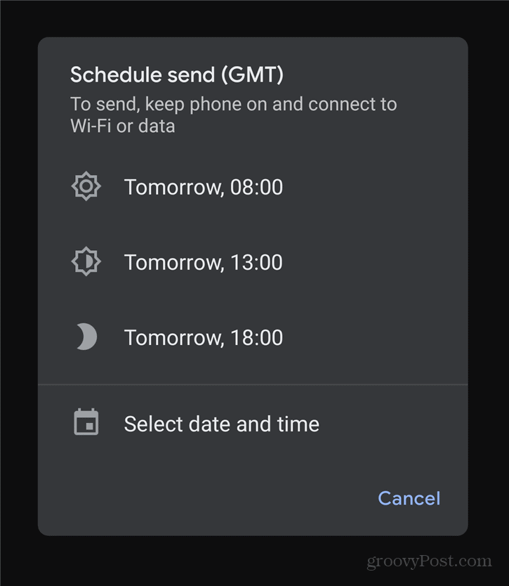 Как составить расписание для текстовых сообщений Android
