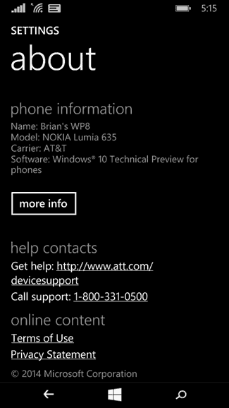 Windows 10 Technical Preview для телефонов