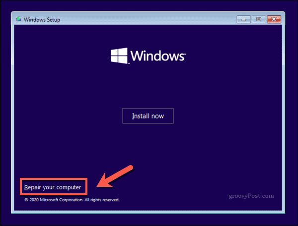 Экран установщика Windows 10