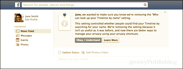 Facebook удаляет опцию конфиденциальности, чтобы скрыть профиль из поиска