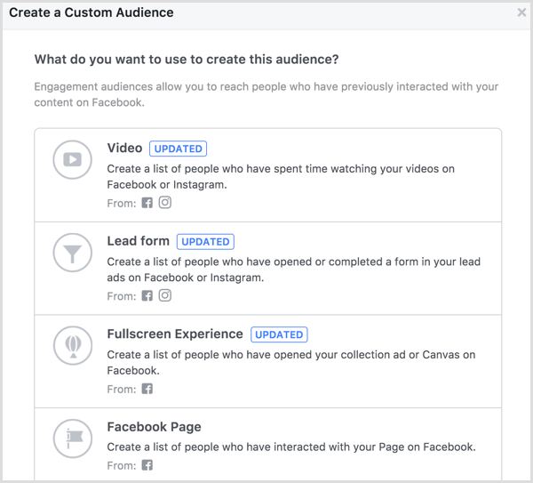 facebook создать вовлеченность страницы индивидуализированная аудитория