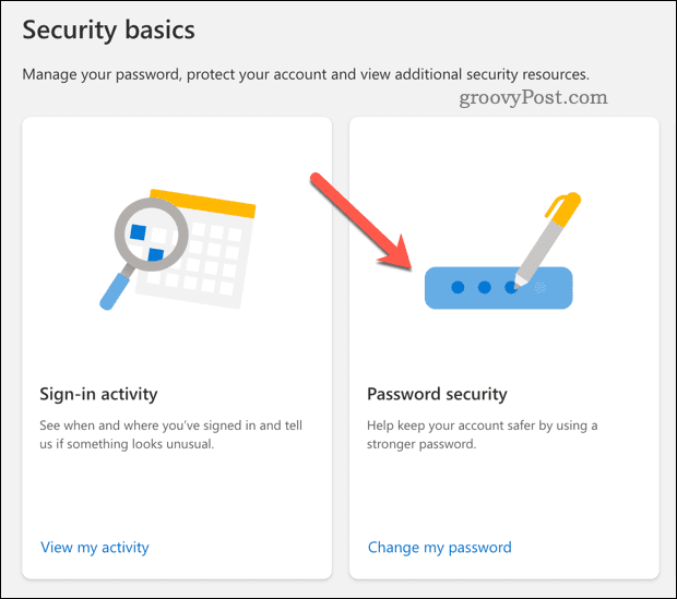 Изменить безопасность пароля в вашей учетной записи Microsoft