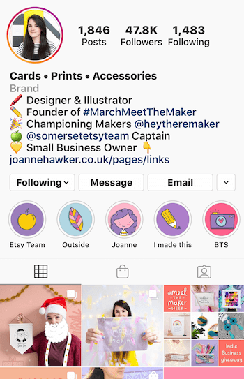 пример биографии бизнес-аккаунта Instagram с эмодзи