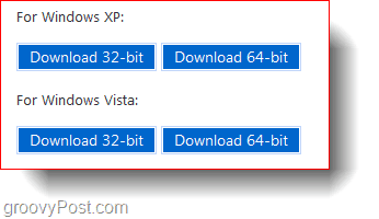Windows XP и Windows Vista 32-разрядные и 64-разрядные загрузки