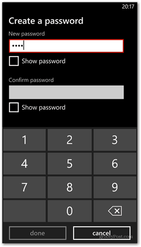 Windows Phone 8 настроить пароль блокировки экрана