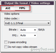 Pazera выбрать между AVI или MPG для конвертирования видео