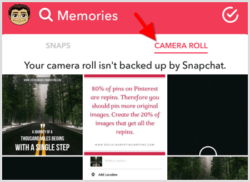 Snapchat поделиться фото из фотопленки