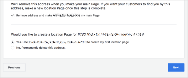 Если у вашей главной страницы есть адрес, вы можете добавить этот адрес для создания страницы местоположения Facebook.