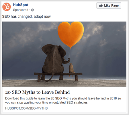 Рекламные объявления содержат полезный контент, такой как эта реклама HubSpot о 20 мифах о SEO, которые нужно оставить.