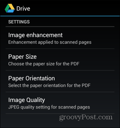 Настройки сканирования Google Drive
