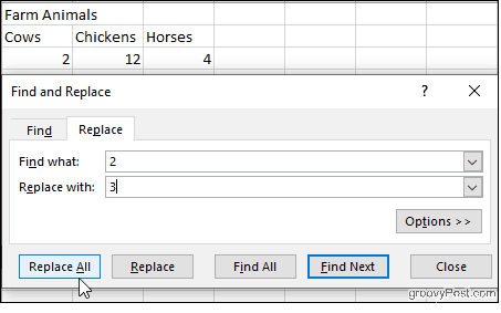 Найти и заменить в Excel