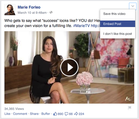Мари Форлео видео пост в фейсбуке