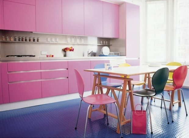розовый синий кухонный декор