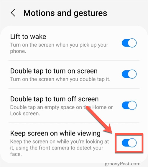 Включение функции сохранения экрана во время просмотра на телефонах Samsung