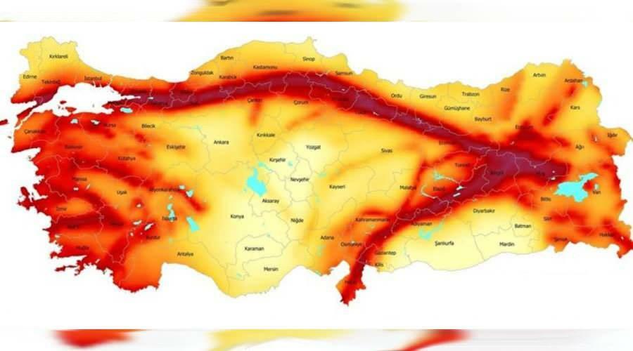 Карта землетрясений в Турции
