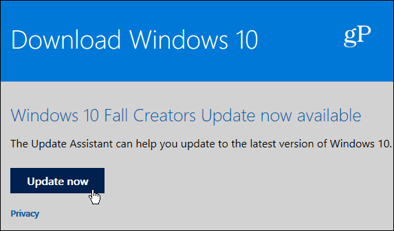 3 Помощник по обновлению страницы Windows 10
