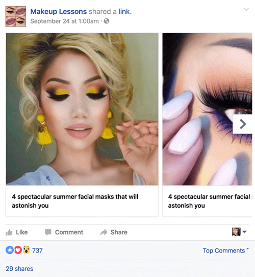 уроки макияжа facebook карусель пост