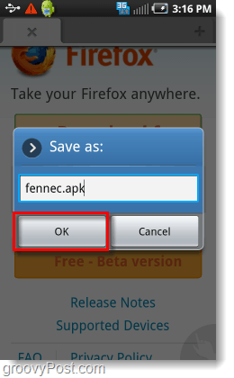 fennec.apk Firefox бета 4 Android-установщик