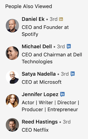 Поле "Люди также просматривали" в LinkedIn