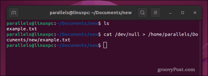 Очистить файл в Linux с помощью команды cat