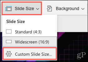 Нажмите "Размер слайда", "Пользовательский размер слайда"