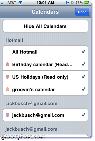 Календарь Hotmail