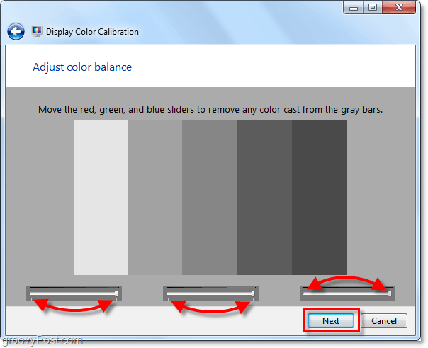 используйте ползунки, чтобы привести Windows 7 в нейтральное серое состояние, это может быть жестким