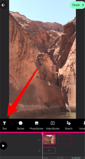 Нажмите «Текст», чтобы добавить текст в свое творение PocketVideo.