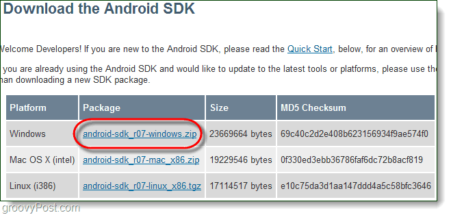 Загрузите Android SDk
