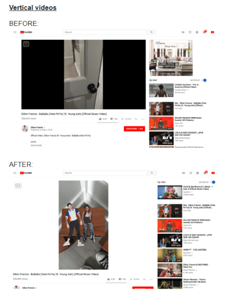 YouTube обновил способ просмотра вертикальных видеороликов на рабочем столе.