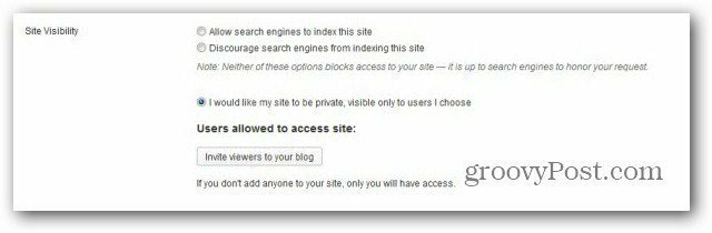 WordPress Com сделать блог приватным пригласить пользователей