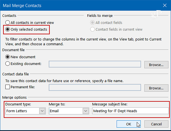 Mail Merge Contacts